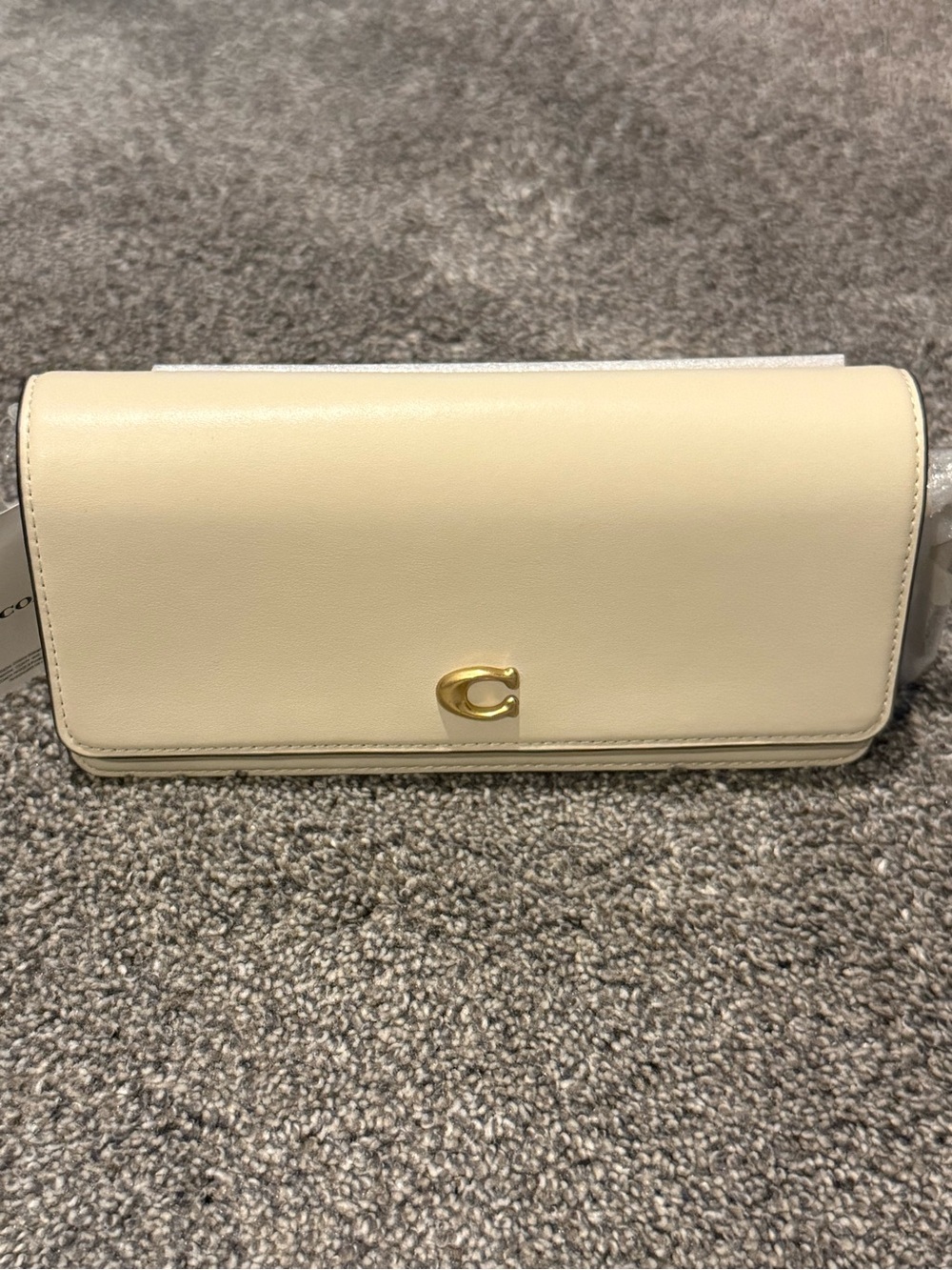 NWT Coach Cream Leather Crossbody with Gold 'C' Accent & Chain Strap
